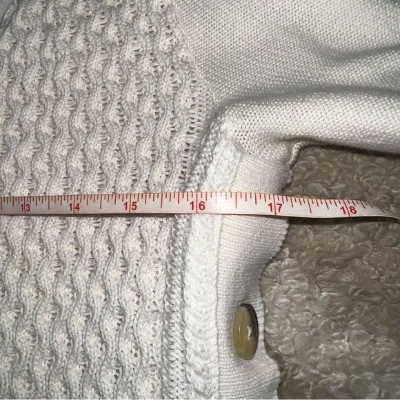 Anthropologie size S Women's White V-Neck Sweater with Button Detail - Picture 3 of 5